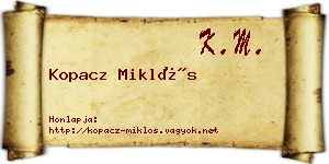 Kopacz Miklós névjegykártya