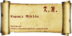 Kopacz Miklós névjegykártya